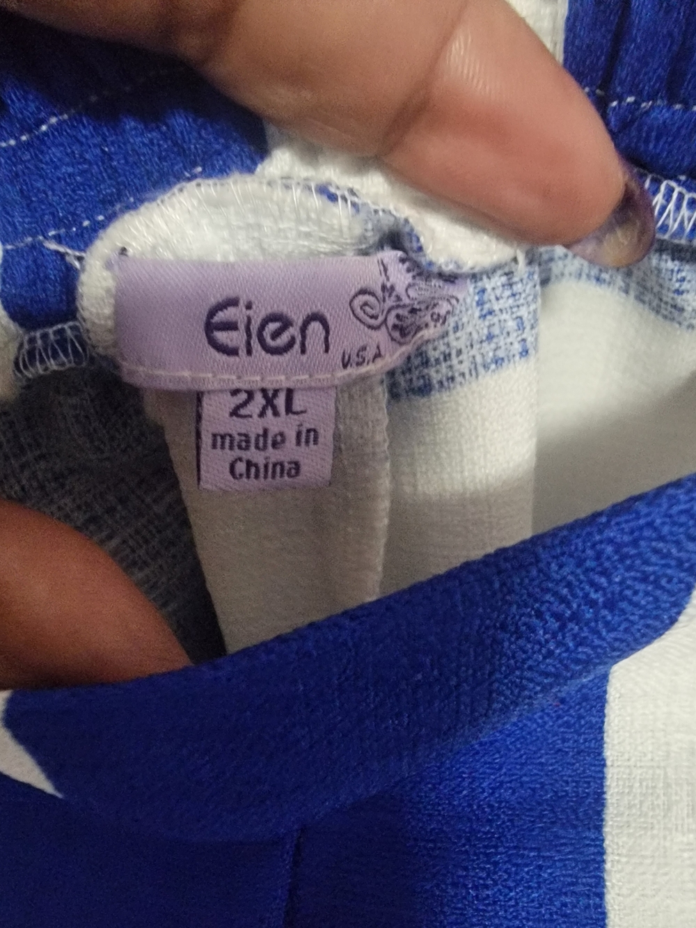 Eien 2XL Blue and White Striped Top